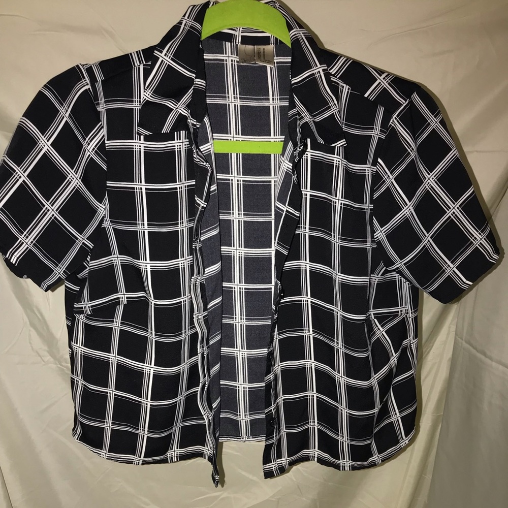 Button down checkered T-shirt